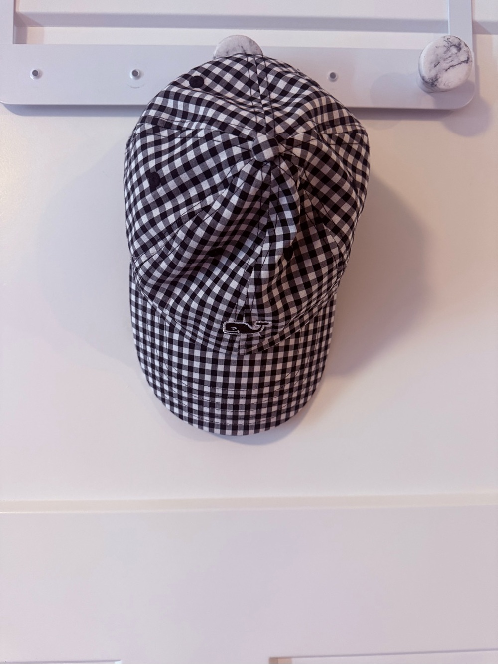 Vineyard vines Black & White Gingham Baseball Cap -